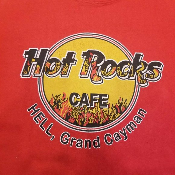 Hot Rocks Cafe Hell  Fire L Solid Red T shirt - Picture 3 of 6